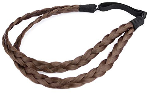 BOBIYA Stirnband für Damen und Mädchen, doppeltes dreisträhniges, geflochtenes Stirnband aus Kunsthaar (Kastanienbraun)