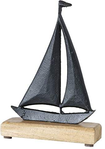 BOLTZE Boot Abigail schwarz Natur aus Metall H23cm Schiff maritim Deko Küste Strandhaus