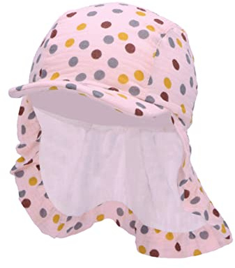 Sterntaler Baby Mädchen Schirmmütze Baby Schirmmütze Nackenschutz Punkte - Schirmmütze Baby, Baby Mützen - aus Baumwolle - rosa, 45