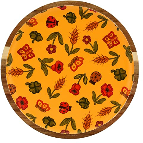 THUN, Piatto in Legno d'Acacia di Dimensione Grande, Linea Estate Fantastica, Ø 30,5 cm; 2 cm h