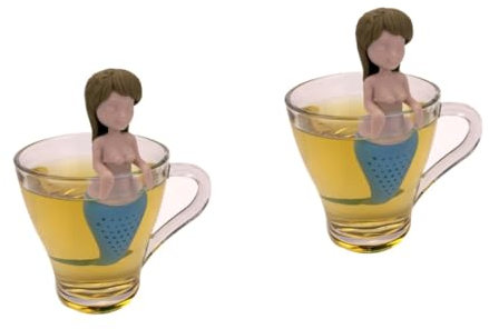 BESTonZON 2stücke Mermaid Teesieb Aus Silikon Cartoon-design Leicht Zu Reinigen Feine Für Tee-filterung Für Teeliebhaber Küchen Gadget