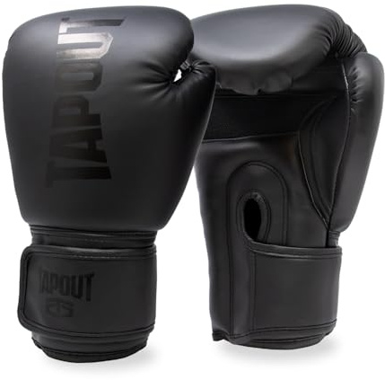 TAPOUT Boxing Gloves with Breathable Mesh Palm for Men and Women in Training, Muay Thai, Kickboxing, Sparring, and MMA (10 oz, Black)