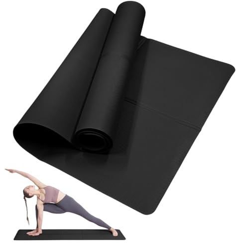 LULUWA Tappetino da Yoga Classico, Antiscivolo, Portatile 3 mm di Spessore EVA per Fitness Yoga Pilates Allenamento Campeggio Viaggi per Uomo e Donna (Nero)