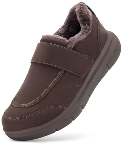 FitVille Scarpe con Strappo Uomo Invernali Pianta Larga Pantofole con Fodera Calda per Esterni ed Interni marrone rame 44 EU X-Larga