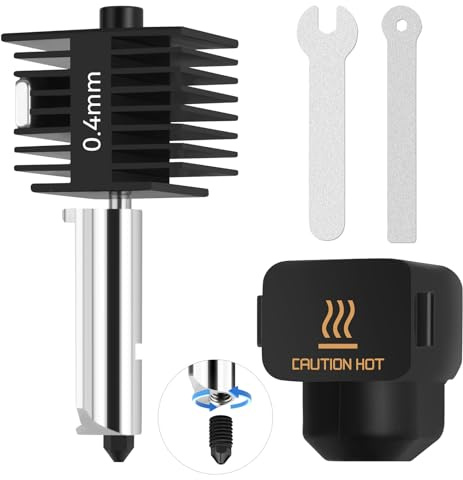 A1 Mini Hotend 0.4mm Fast Speed&High Temp con Scanalatura e Chiavi Ugello in Hardened Steel+Blocco Chrome Plated Brass+Calza in Silicone Compatible with Bambu Lab A1&A1 Mini Stampanti 3D