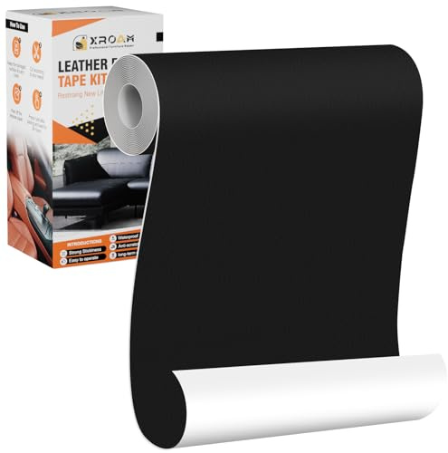 Xroam Kunstleder Selbstklebend, 12x160 cm Schwarz Leder Reparatur Patch, Lederflicken Selbstklebender, Kunstleder Reparaturset, Leder Patch Selbstklebend für Sofa, Autositze, Taschen, Jacken