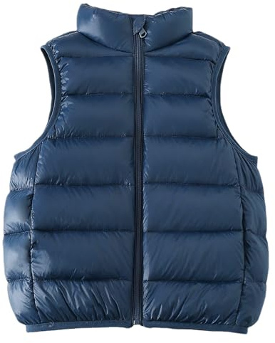 Maeau - Gilet en Duvet Sans Manches Fille Garçon Manteaux en Duvet Chaude Légère Veste Sans Manches Enfant Gilet Coupe-vent Printemps Automne - Bleu marine - 3-4 Ans
