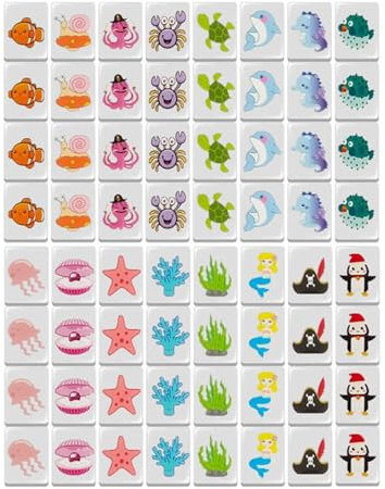 Escape Seaside Mahjong Set - National Flag & Emoji Game with 65 Tiles for Players and Collectors