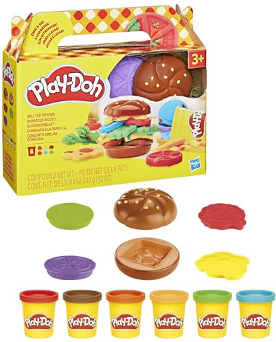 Play-Doh Hasbro, Playset Divertimento alla Griglia, Arti e Mestieri Creativi per Bambini e Bambine dai 3 Anni in su, Ottima Idea Regalo di Natale, Include 10 Vasetti di Pasta Modellabile e Accessori
