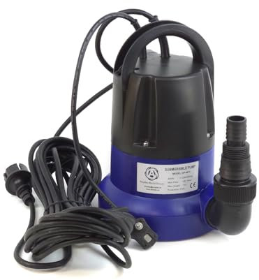 Bomba de drenaje sumergible Ampika DP4511 con flotador electrónico (capacidad de 120 l/min, profundidad máx. de inversión 7m), bombeo hasta 1...3 mm del suelo