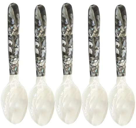 Cucharillas para caviar de nácar | Cuchara perla 5 piezas – Cucharillas decorativas para caviar para helado de caviar
