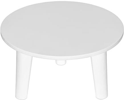 Spetebo Holz Blumenteller rund 25 cm - weiß - Holz Pflanzenhocker mit 3 Füßen - Pflanzenständer Deko Hocker für Blumen und Pflanzen