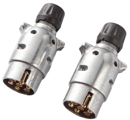 Feuunly 2 Stück x Anhänger Stecker 7 Polig Aluminiumlegierung, Wasserdicht Anhängerstecker 7 Poliger 12V, Für Anhänger PKW LKW RV Wohnwagen Traktor (Schraubenende)