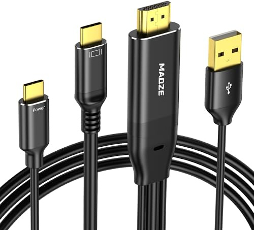 Câble HDMI vers USB-C 4K à 60 Hz, adaptateur HDMI vers Type-C 1,8 m avec alimentation USB-C PD, compatible tactile pour écran Studio, Xbox, PS5, Nreal Air, Xreal, lunettes de réalité augmentée Rayneo,