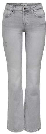 ONLY Onlblush Mid Waist Flared DNM Rea1099, Denim Light Grey, M/34L Femme