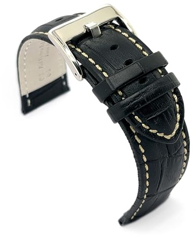 diloy Correa reloj cuero grabado aligator deportiva 368 | Pulsera de piel vacuno hombre o mujer deportivo grosor 5mm costura en blanco rojo azul con cambio rápido o herramientas