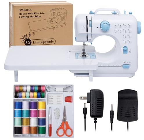 Sewing Machine for Beginners with Expansion Table Mini Small Sewing Machines for Adult and Kids Ages 8-12 Easy Sewing with Foot Pedel 12 Builit-in Stitches with Bobbins with 42 Pcs Sewing Kit1