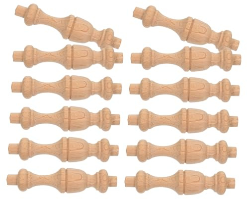 Cabilock Wooden Diy Craft Finials and Roman Column Posts 7.5×1.8cm Solid Hardwood Mini Pillars for Home Decoration Indoor Staircase Balusters 12pcs Set