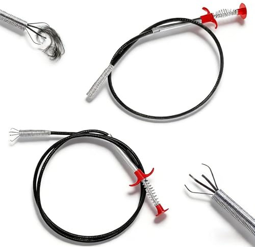 MUNTE 2 Pièces Pince Griffe Flexible en Fil D'acier, 90 et 200 cm Furet Plomberie, Pince Deboucheur Canalisation à Quatre Griffes, pour La Plomberie de Cuisine et de Salle de Bain