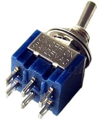 Lot de 10 mini interrupteurs à bascule 6 broches 3 positions ON-OFF-ON DPDT 6 A/125 V CA MTS-203 Bleu