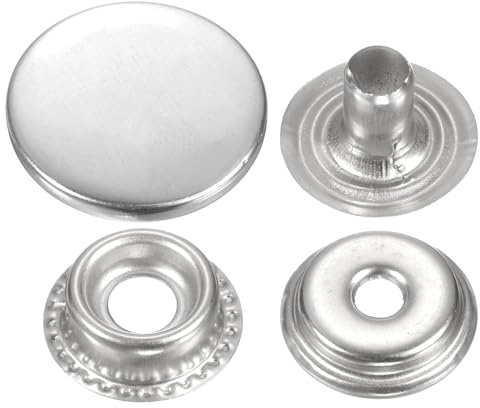 QUARKZMAN 30pcs Corchetes a Presión, 20mm 24L Botones a Presion Metálicos Kit Sujetadores Cierre de Metal Aleación para Ropa Vaquera Pantalones Snaps Jeans Cuero Lona Bolsa, Plateado