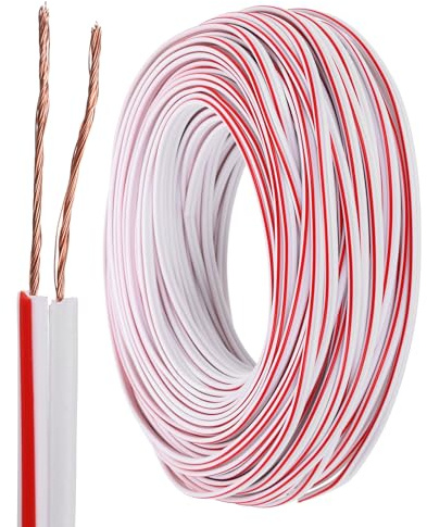 sourcing map 150ft Universal Garage Door Wire, 24AWG 2 Conductor Door Bell Wire Extension Cable Copper for Control Station & Sensor, White