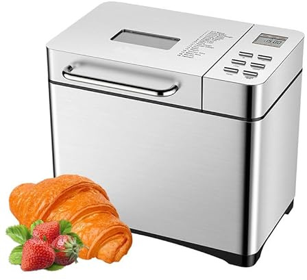 Machine à pain 900 g (2 lb), 17 en 1, avec distributeur de fruits secs, cuve en céramique antiadhésive et panneau tactile numérique.