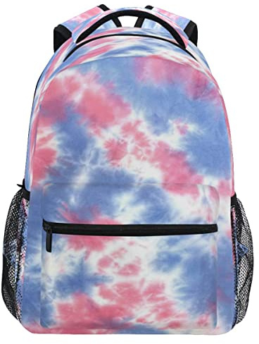 Dagryggsäck batikton rosa blå mönster ryggsäck unisex skolväskor klassisk skolryggsäck för arbetsresor tonåring högskola 29 x 40 cm