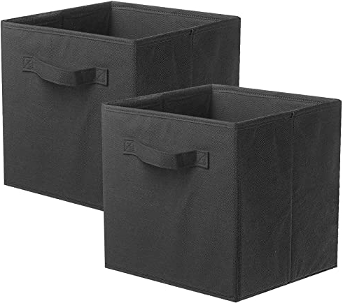 PowerKing Cestini portaoggetti, cubi portaoggetti Pieghevoli in Tessuto e cassetto portaoggetti per riporre Gli Oggetti in Stoffa per Armadio e Giocattoli (Nero, 2)