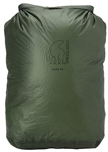 Nordisk Sola 15 Drybag Grün - Ultraleichter wasserdichter Rolltop Packsack, 15l, Größe 15l - Farbe Forest Green