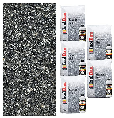 Isolbau Steinteppich SET Marmorkies 125kg + Bindemittel bis 12,5m² Carnico 1/4mm Epoxidharz, Terassenboden, Natursteinboden Marmorkies Bodenbelag Steinboden Bodenbeschichtung, Marmorstein, Innen Außen