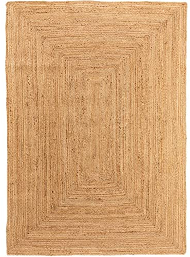 Gifiie Rond Tapis en Jute, 100% Naturelle, Écologique pour Votre Salon, Salle à Manger, Chambres et Cuisines fabriqué en Inde. (Naturel, Rectangulaire - (120X180) CM)