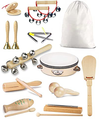 E-SMARTER Kids Musical Instruments 14pcs, Montessori Musical Toys Maracas, Percussion Instruments Music Enlightenment, Musical Toys for Boys and Girls, Kids Birthday Gift