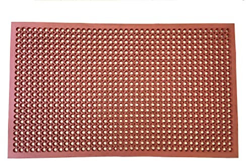 Progom - Tapis caillebotis Caoutchouc Nitrile - Anti-Fatigue et antidérapant - 150cm x 90cm x 1.4cm Rouge