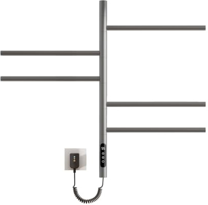 SKYLYZH Scaldasalviette, 420x660mm, Rotazione di 180°, Portasciugamani Elettrico Intelligente a Temperatura costante, Radiatore da Bagno Elettrico, Portasciugamani Parete, Risparmio Energetico (Grey)