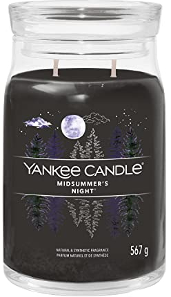 Yankee Candle Signature Duftkerze ; große Kerze mit langer Brenndauer „Midsummer’s Night“ ; Soja-Wachs-Mix