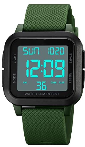 Forrader Relojes Digitales Deportivos para Hombre, Reloj Deportivo Impermeable al Aire Libre con retroiluminación LED, Alarma, Temporizador de Cuenta Regresiva, Hora Dual, cronómetro