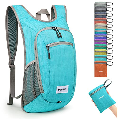 G4Free 10/15/20L Faltbarer Rucksack Klein, Wanderrucksack Leicht | Tagesrucksack Damen Herren für Wandern Fahrrad Outdoor Trekking, Hellblau, 10L