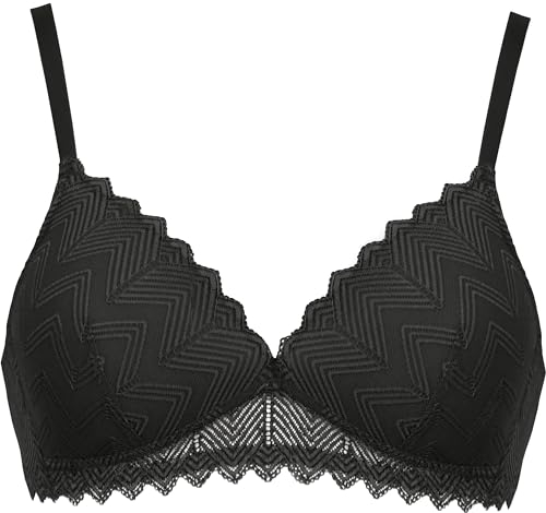 Naturana Damen Padded Soft Cup Bra 5672 Gepolsterter BH, Durchsichtig, Black, 75B