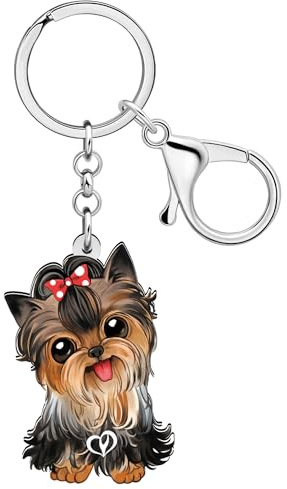 RAIDIN Acryl süße Hund Haustiere Schlüsselanhänger für Damen Mädchen Kawaii Welpe Schlüsselring Geschenke für Geldbeutel Autoschlüssel Hundeliebhaber (Yorkshire A)