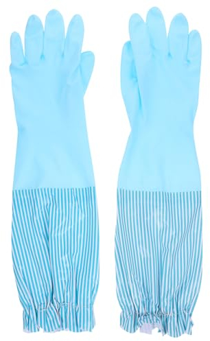 JECOMPRIS Handschuhe Gummi-Reinigungshandschuhe Winter-Geschirrspülhandschuhe Plüsch-Handhandschuhe Warmhaltende Hausarbeitshandschuhe Zum Geschirrspülen Blau Reinigungshandschuhe