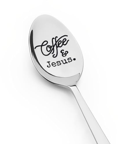 Easter Gifts Coffee and Jesus Spoon Christian Gifts for Men Women Catholic Religious Gifts for Coffee Lover Spoons Christmas Birthday Gifts for Godmother Godfather Coffe Gifts for Papa Nana