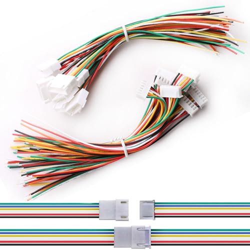 VISSQH JST Connettore Mini 2.54 XH 6 Pin Maschio e Femmina Con Cavo 150mm 26AWG - 20 Pezzi (10 Paia) Micro Elettrico Spina Presa