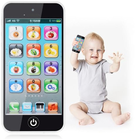 Aolso Telefono Giocattolo per Bambini e Neonati, Cellulare Giocattolo Educativo per Ragazzi e Ragazze, Telefono Finto per Neonati (Nero)