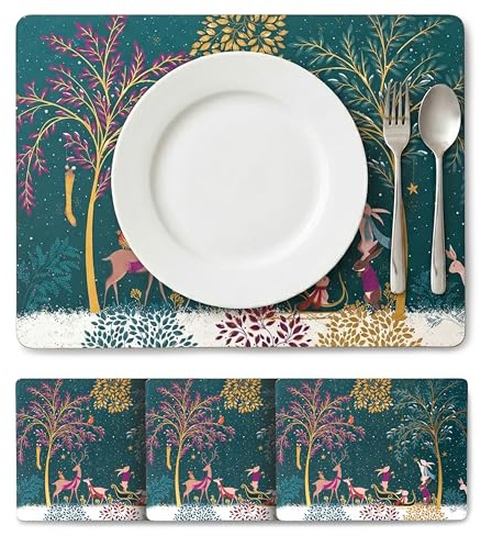 Woodland Tales Platzsets, groß, Grün, 4 Stück