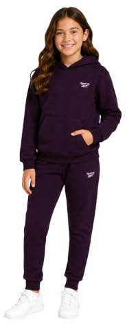 Reebok Ensemble de survêtement 2 pièces doux à manches longues et pantalon de survêtement pour filles – Survêtement athlétique, taille 12, prune