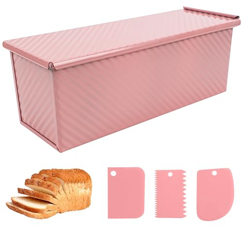 Spmarkt Premium Rosa 33-cm-Pullman-Brotform mit Deckel – Perfekt zum Backen von professionellem Sandwichbrot, frei von PFOA und PTFE, gesunde und stilvolle Antihaft-Brotform für selbstgemachtes Brot