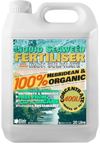 Elixir Gardens | Organic Hebridean Liquid Seaweed Fertiliser with Added Iron | 500ml - 20L Options Available | 20 Litre Bottle