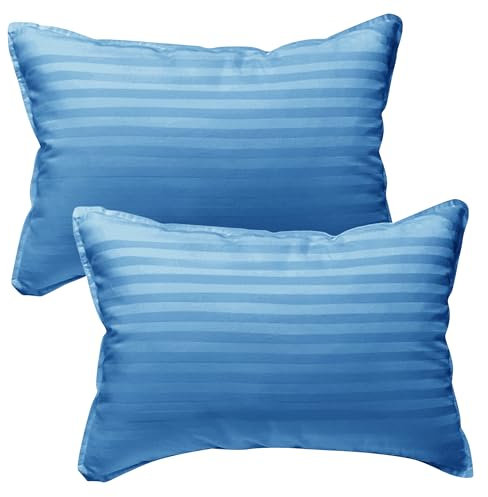 kinder Fluff 2X Kleinkind-Kissen (25x38cm) - Mit 300T-Baumwollhülle Und Alternativer Daunenfüllung. Hypoallergen, Maschinenwaschbar Und Tierversuchsfrei | Kinder-Kissen Und Reisekissen (Blau)