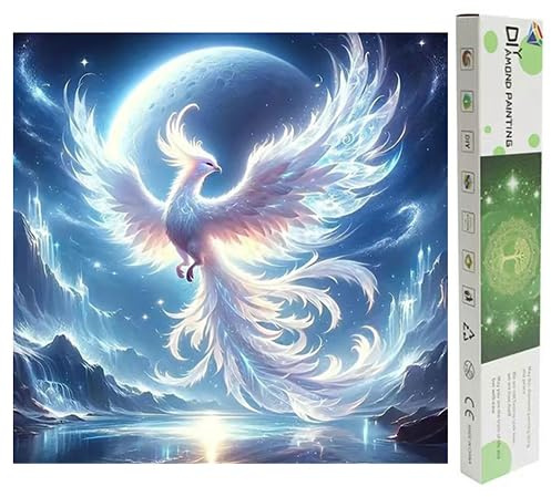 DCIDBEI Diamond Painting Phönix 40x40cm Diamant Painting Bilder Tiere Phönix Diamond Art Gemälde Groß mit Diamond painting zubehör Puzzle Diamond Basteln nach Zahlen Mosaik Phönix Eis Verpackung Box